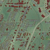 Second close-up of the map of Henrietta, New York print showing more streets and buildings