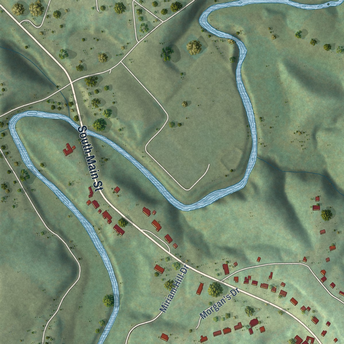 Second close-up of the map of Henry Fork, Virginia print showing more streets and buildings