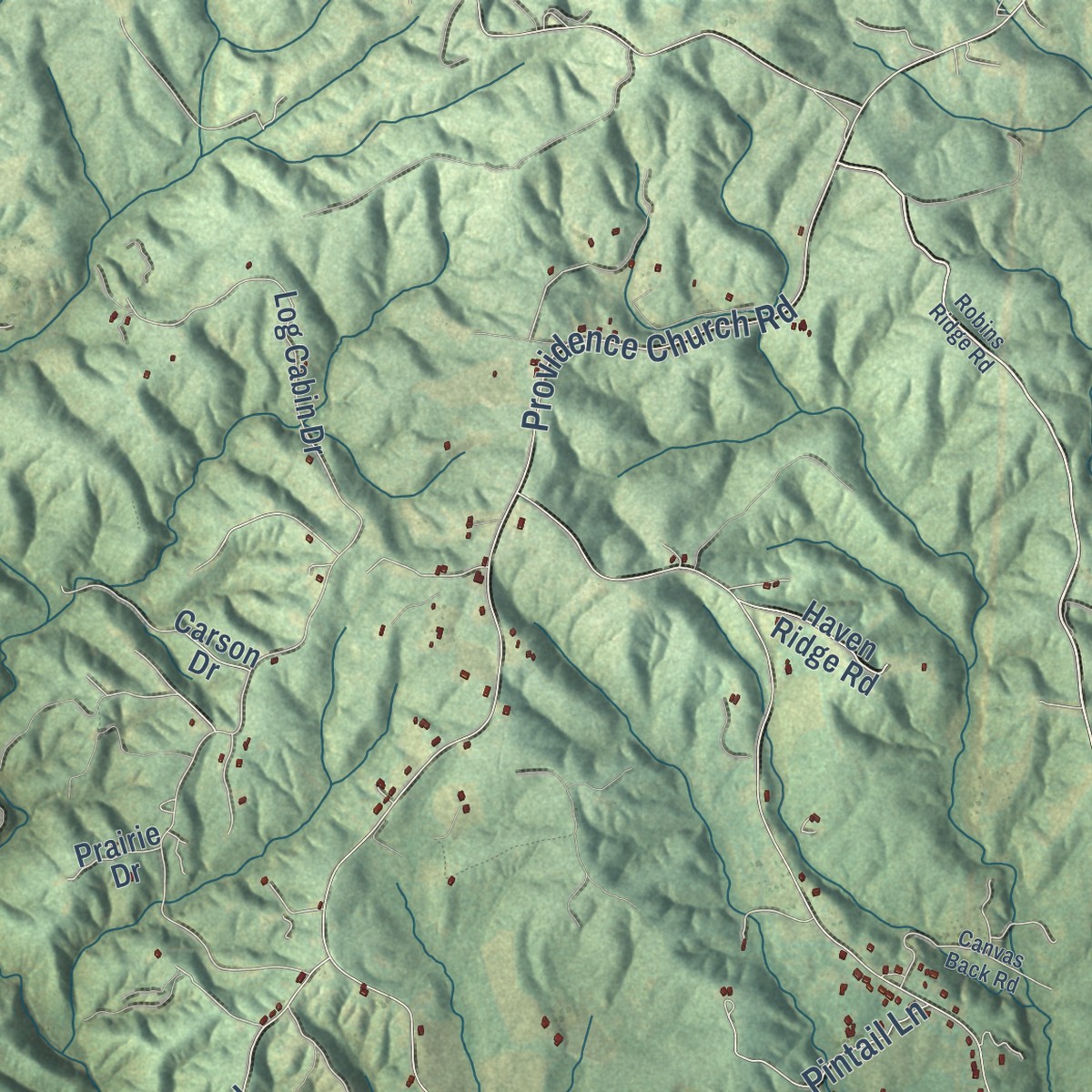 Second close-up of the map of Henry, Franklin County, Virginia print showing more streets and buildings