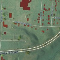 Second close-up of the map of Henry, Tennessee print showing more streets and buildings