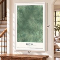Henry, Charlotte County, Virginia map, 24 x 36 inch print in a white frame by a staircase