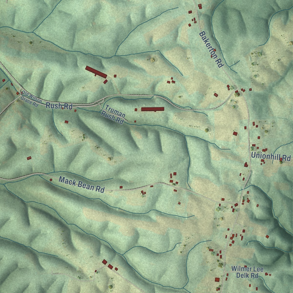 Second close-up of the map of Hermitage Springs, Tennessee print showing more streets and buildings