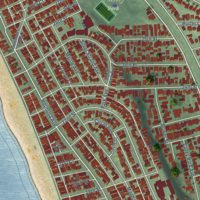 Second close-up of the map of Hermosa Beach, California print showing more streets and buildings