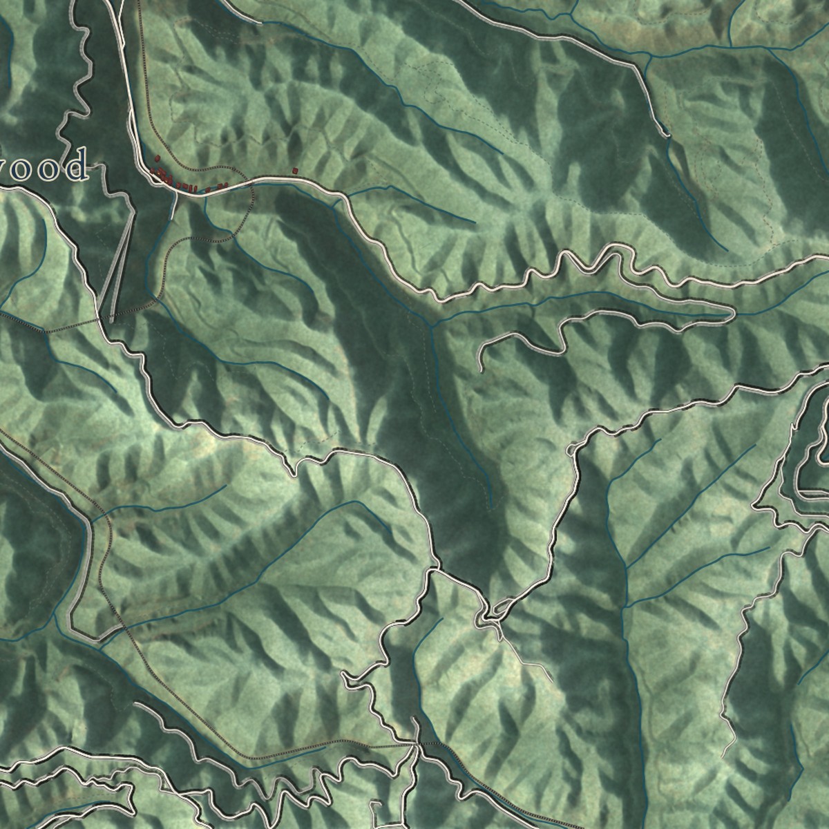 Second close-up of the map of Herndon, West Virginia print showing more streets and buildings