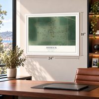 Herrick, South Dakota map, 18 x 24 inch print in a white frame in a home office