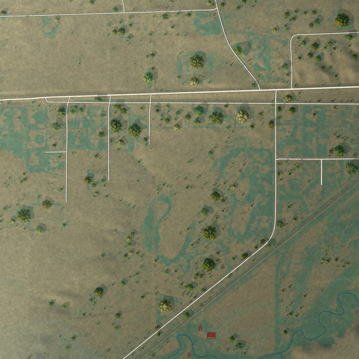 Second close-up of the map of Herron, Montana print showing more streets and buildings