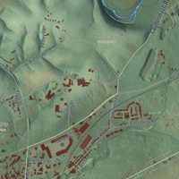 Second close-up of the map of Hershey, Pennsylvania print showing more streets and buildings