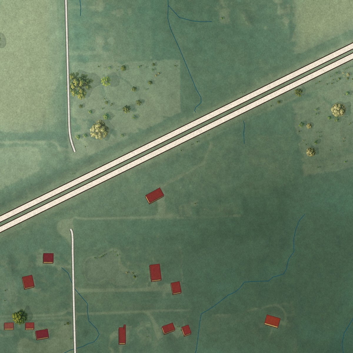 Second close-up of the map of Hessen Cassel, Indiana print showing more streets and buildings