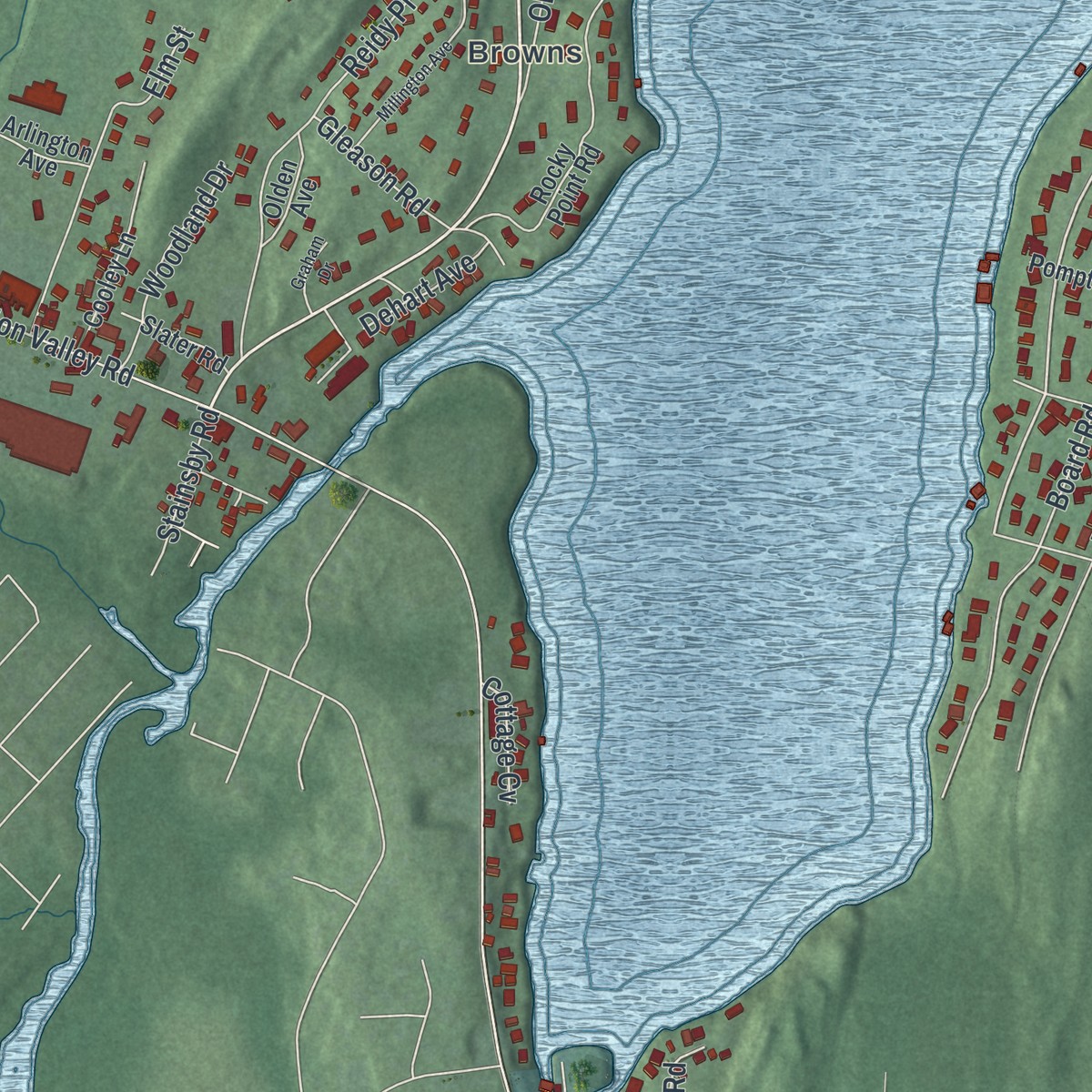Second close-up of the map of Hewitt, New Jersey print showing more streets and buildings