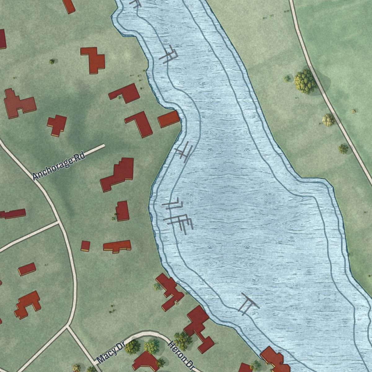 Second close-up of the map of Hewlett Bay Park, New York print showing more streets and buildings