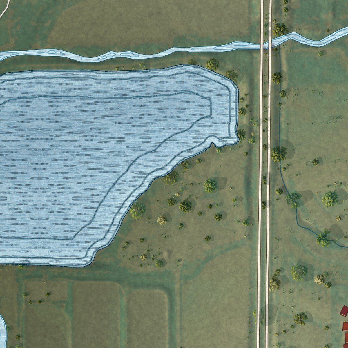 Second close-up of the map of Heyworth, Illinois print showing more streets and buildings