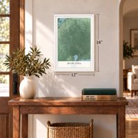 Hiawatha, Michigan map, 12 x 18 inch print in a white frame in an entryway