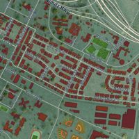 Second close-up of the map of Hickam Housing, Hawaii print showing more streets and buildings