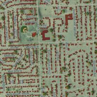 Second close-up of the map of Hickory Hills, Illinois print showing more streets and buildings