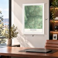 Hickory, Lawrence County, Pennsylvania map, 18 x 24 inch print in a white frame in a home office
