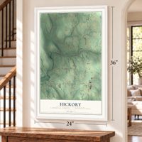 Hickory, Lawrence County, Pennsylvania map, 24 x 36 inch print in a white frame by a staircase