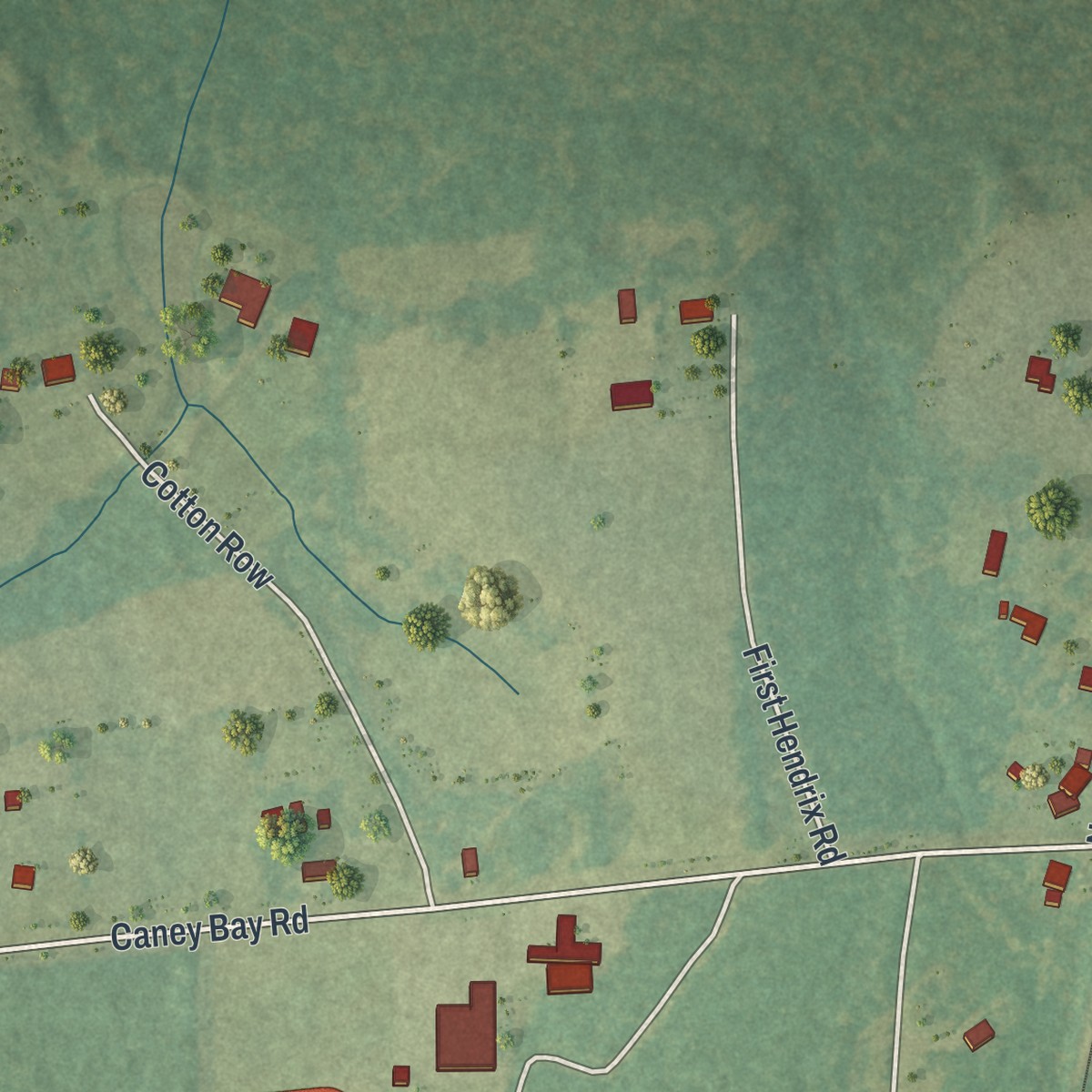 Second close-up of the map of Hickox, Georgia print showing more streets and buildings
