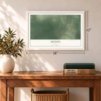 Hickox, Georgia map, 12 x 18 inch print in a white frame in an entryway