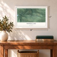 Hidden Lake, Colorado map, 12 x 18 inch print in a white frame in an entryway