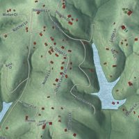 Second close-up of the map of Hide-A-Way Hills, Ohio print showing more streets and buildings