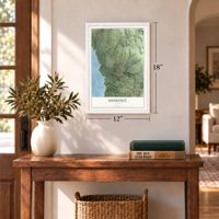 Hideout, Utah map, 12 x 18 inch print in a white frame in an entryway