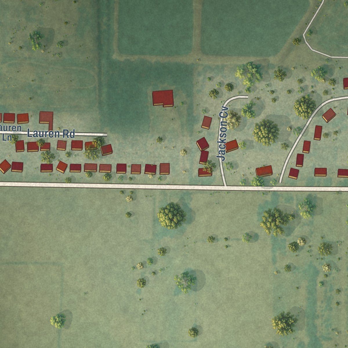 Second close-up of the map of Higginson, Arkansas print showing more streets and buildings