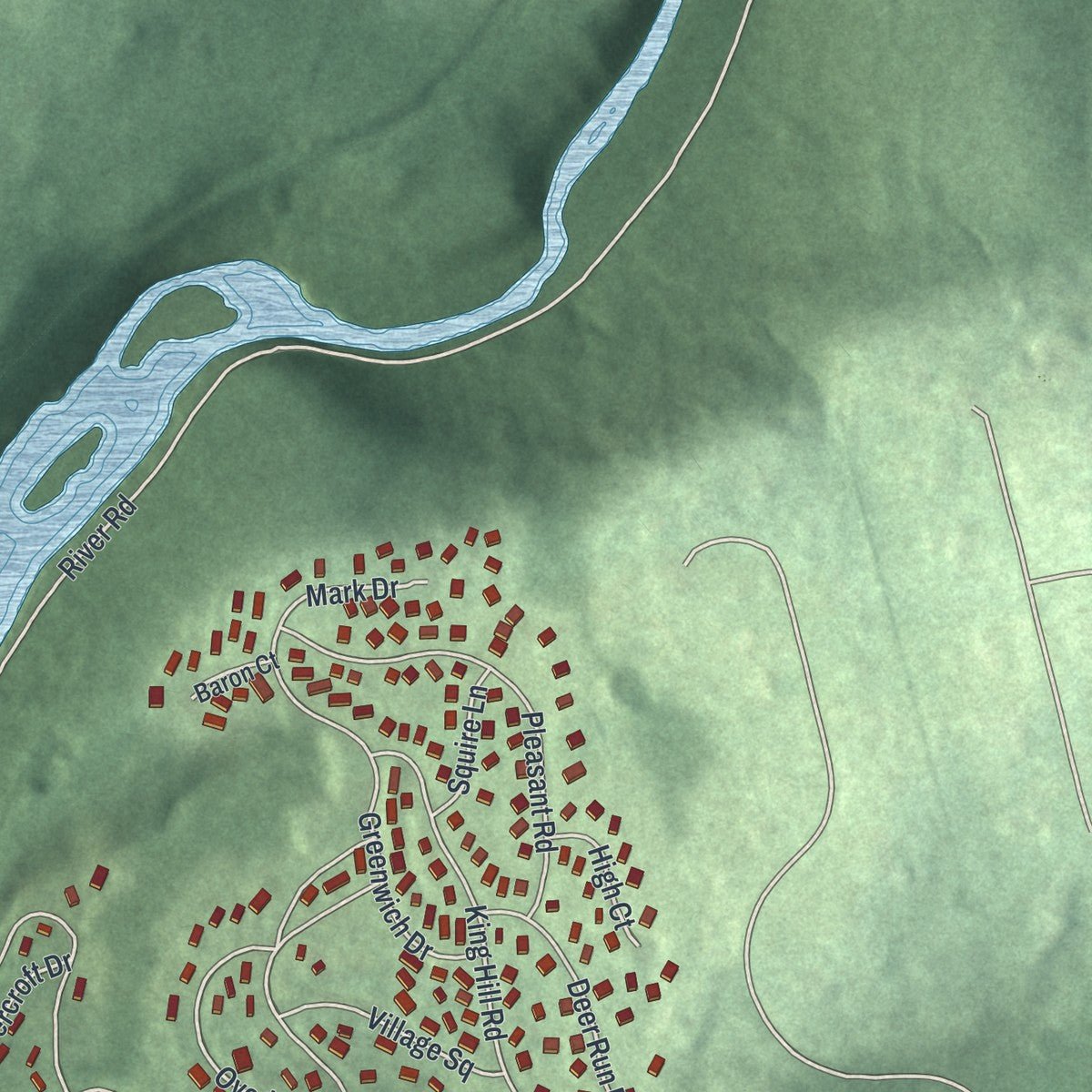 Second close-up of the map of High Bridge, New Jersey print showing more streets and buildings