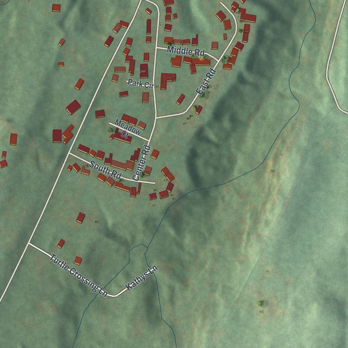 Second close-up of the map of High Falls, New York print showing more streets and buildings