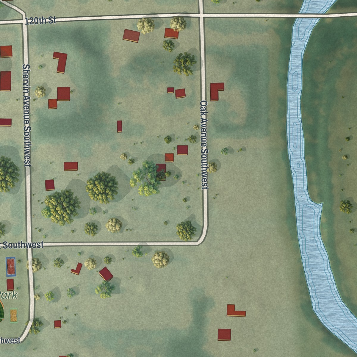 Second close-up of the map of High Forest, Minnesota print showing more streets and buildings