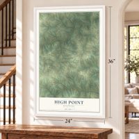 High Point, Missouri map, 24 x 36 inch print in a white frame by a staircase