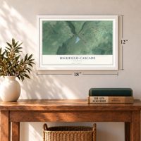 Highfield-Cascade, Maryland map, 12 x 18 inch print in a white frame in an entryway