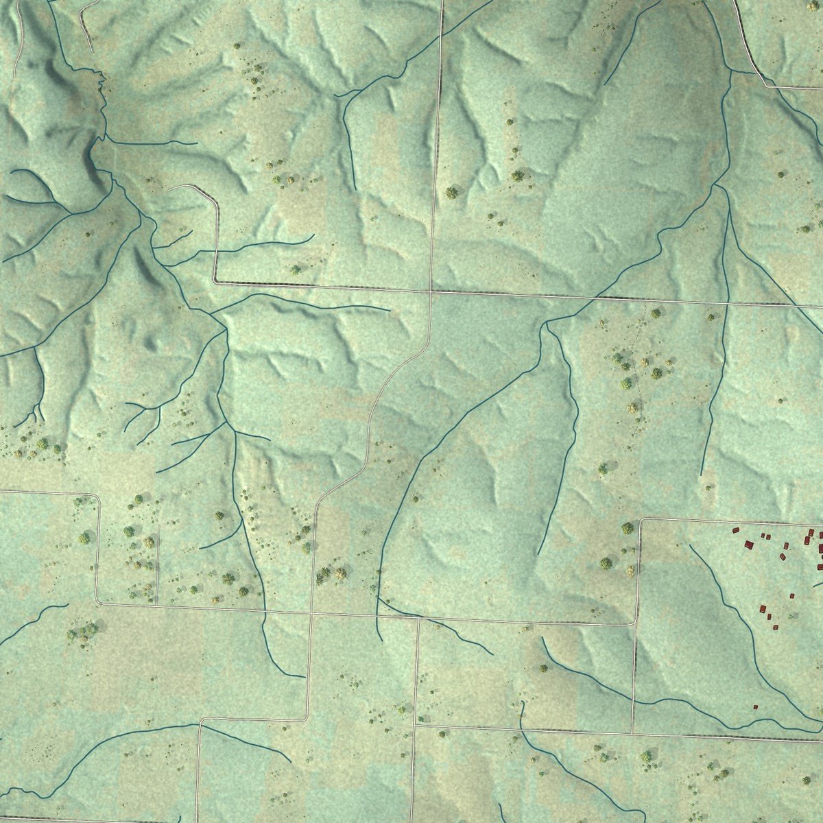 Second close-up of the map of Highfill, Arkansas print showing more streets and buildings