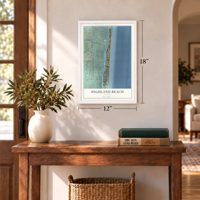 Highland Beach, Florida map, 12 x 18 inch print in a white frame in an entryway