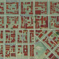 Second close-up of the map of Highland, Colorado print showing more streets and buildings