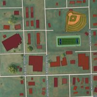 Second close-up of the map of Highland, Kansas print showing more streets and buildings