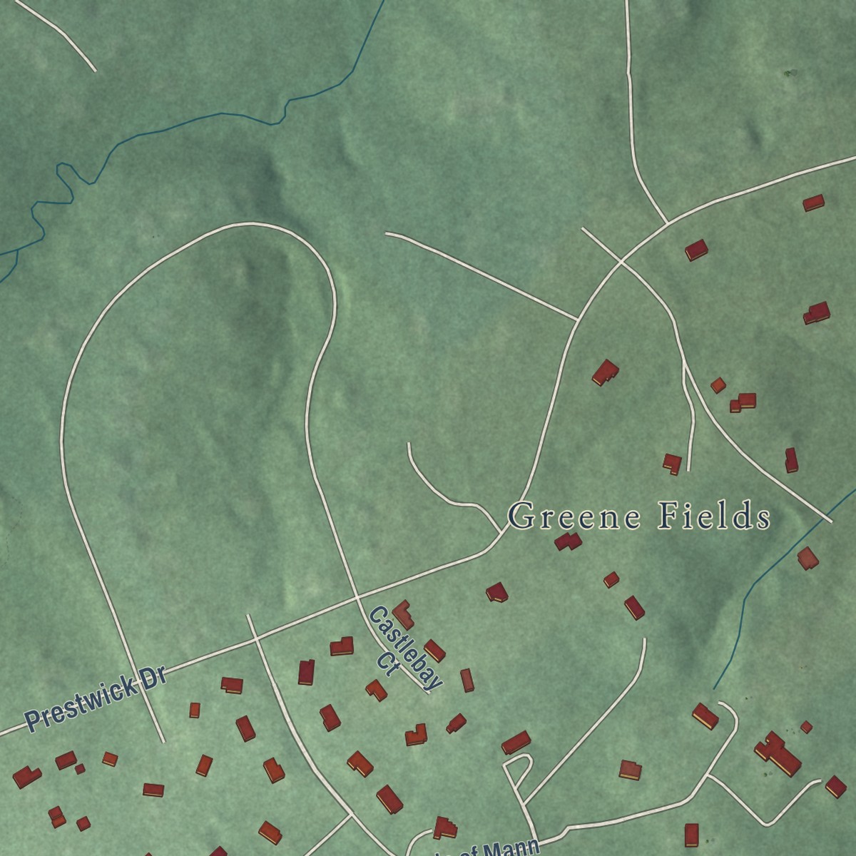 Second close-up of the map of Highland, Maryland print showing more streets and buildings