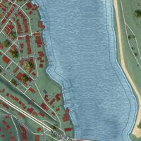 Second close-up of the map of Highlands, New Jersey print showing more streets and buildings