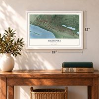Highspire, Pennsylvania map, 12 x 18 inch print in a white frame in an entryway