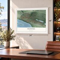 Highspire, Pennsylvania map, 18 x 24 inch print in a white frame in a home office
