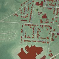 Second close-up of the map of Hightstown, New Jersey print showing more streets and buildings