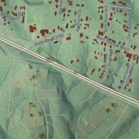 Second close-up of the map of Hildebran, North Carolina print showing more streets and buildings
