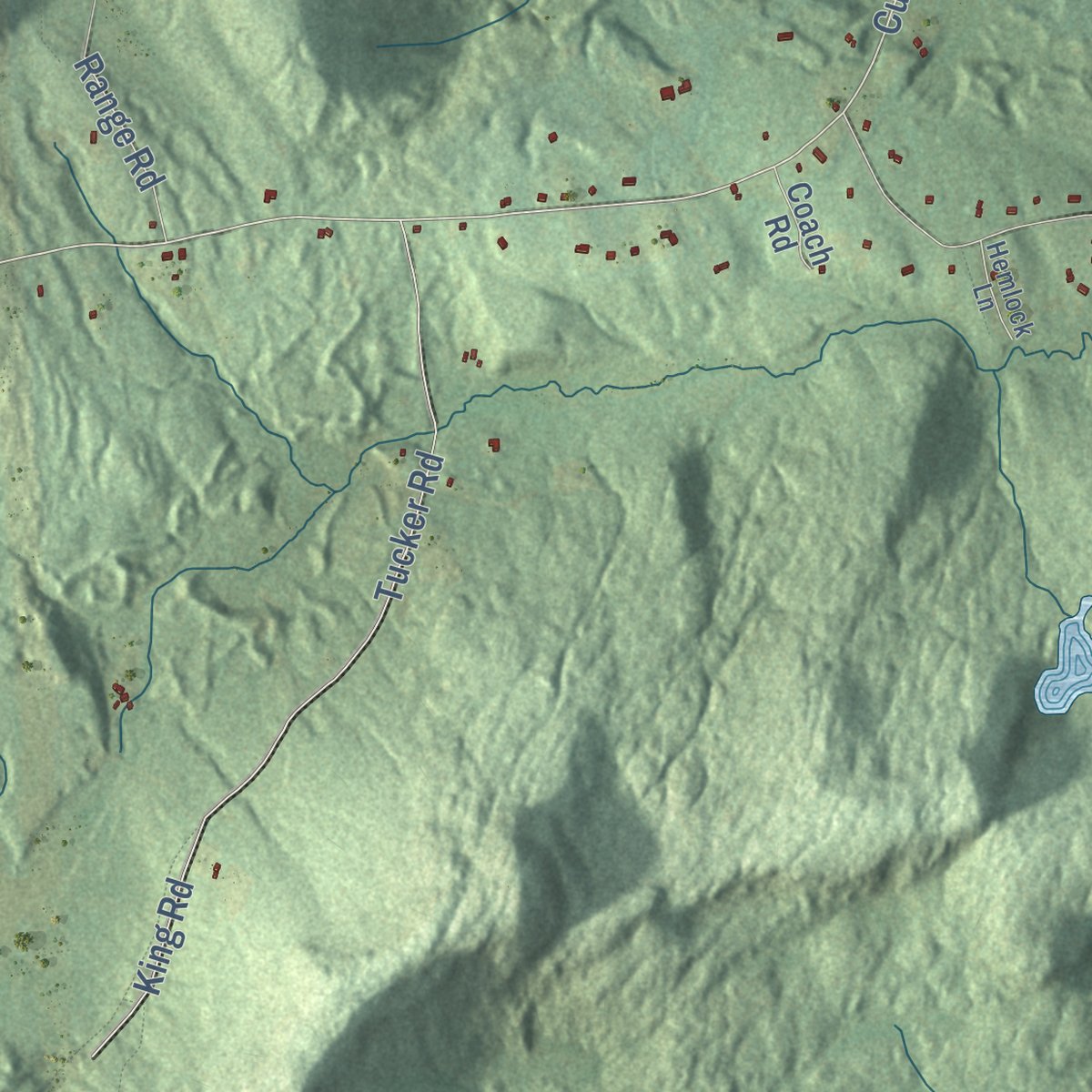 Second close-up of the map of Hill, New Hampshire print showing more streets and buildings