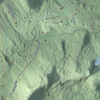 Second close-up of the map of Hill, New Hampshire print showing more streets and buildings