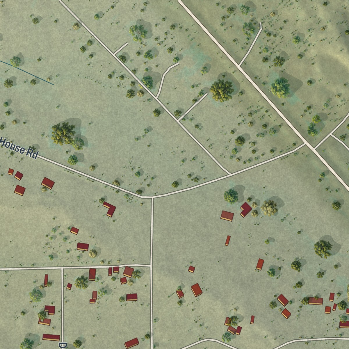 Second close-up of the map of Hill View Heights, Wyoming print showing more streets and buildings