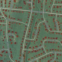 Second close-up of the map of Hillcrest, New York print showing more streets and buildings