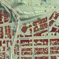 Second close-up of the map of Hillcrest, San Diego, California print showing more streets and buildings