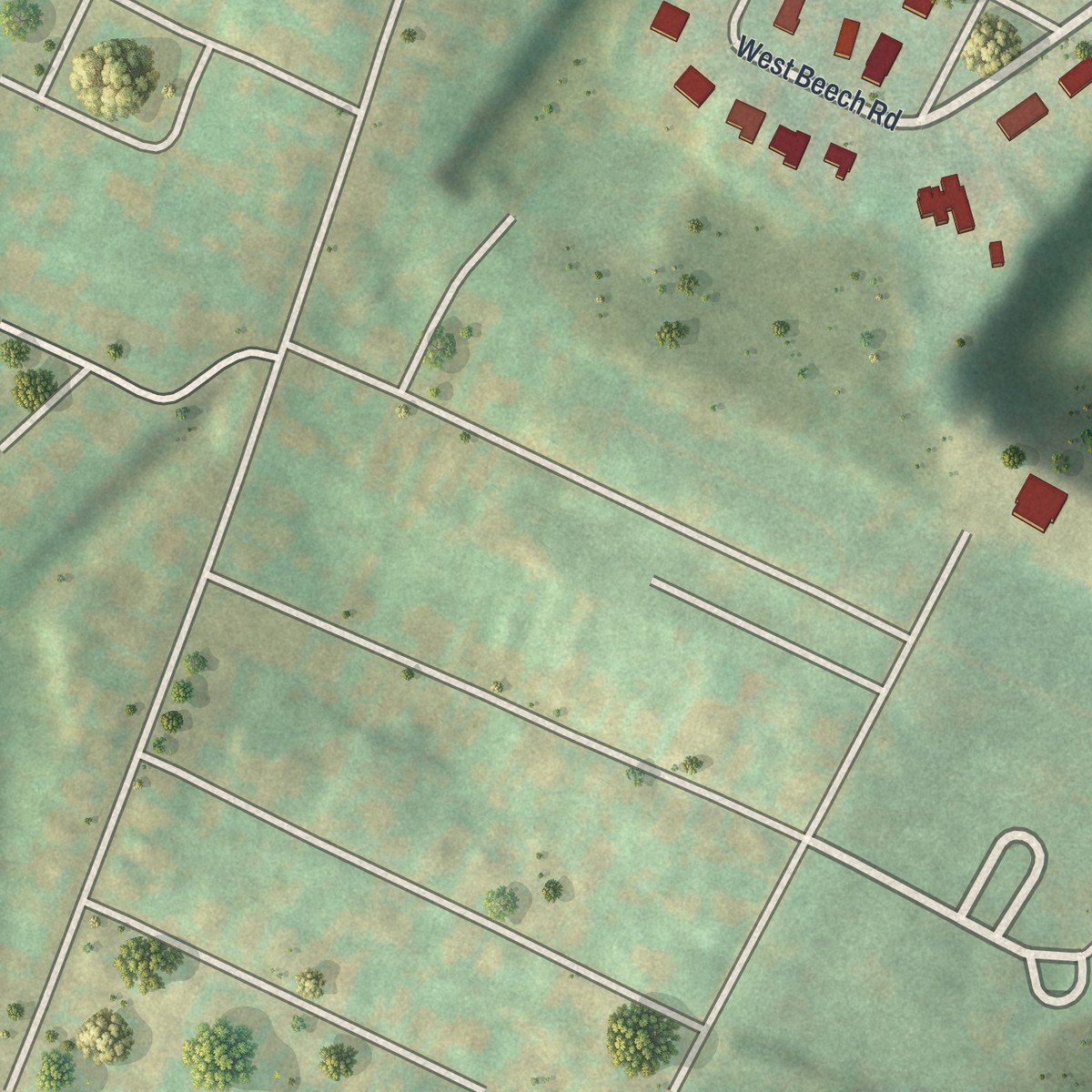 Second close-up of the map of Hilldale, Pennsylvania print showing more streets and buildings