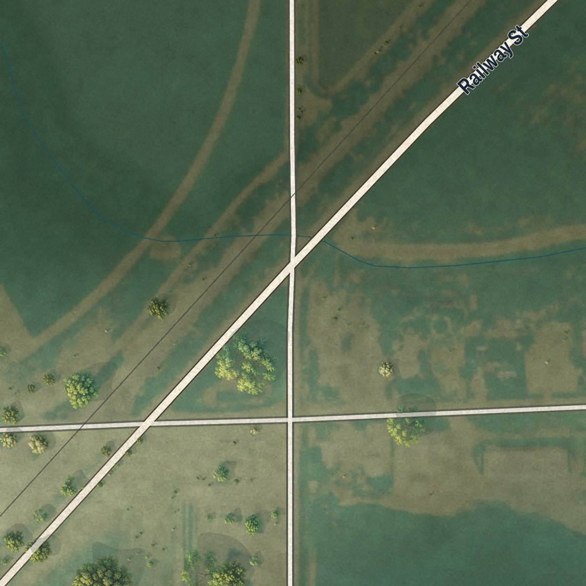 Second close-up of the map of Hillrose, Colorado print showing more streets and buildings