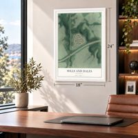 Hills and Dales, Kentucky map, 18 x 24 inch print in a white frame in a home office