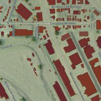 Second close-up of the map of Hills Park, Georgia print showing more streets and buildings